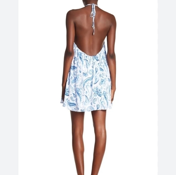 Show Me Your Mumu Blue and White Halter Dress Sz M - Picture 3 of 11
